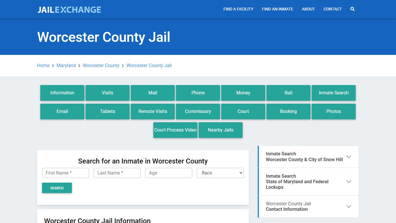 Worcester County Jail Roster Lookup, MD, Inmate Search