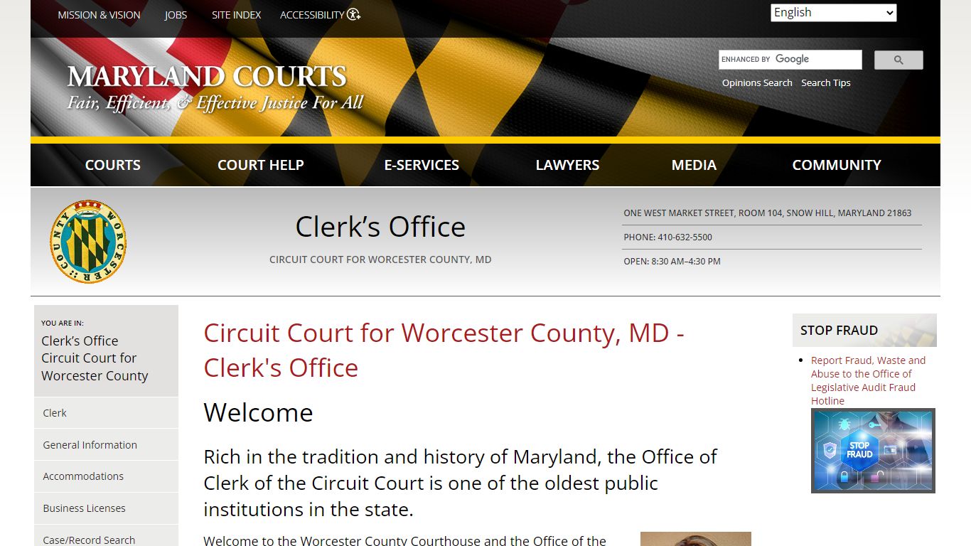 Circuit Court for Worcester County, MD - Clerk's Office